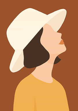 Woman in Hat Minimalist Art