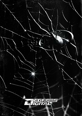 Spider in Web - Black and White