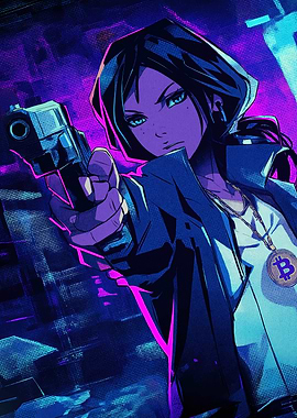 Anime Girl Gun Bitcoin