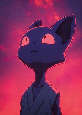 Anime Cat Character at Sunset