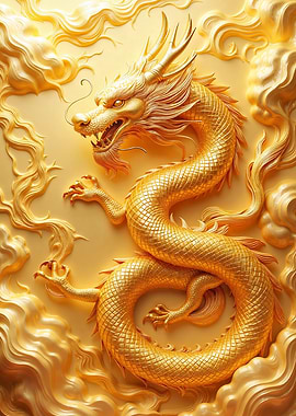 Golden Dragon Embossed Art