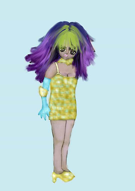 Anime Girl with Colorful Hair