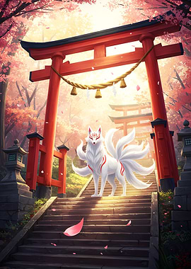 Nine-tailed Fox at Torii Gate