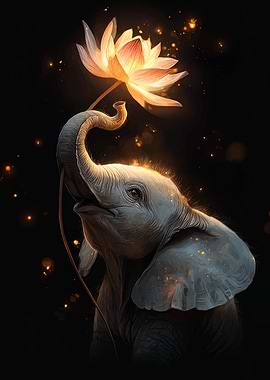Elephant and Lotus Flower