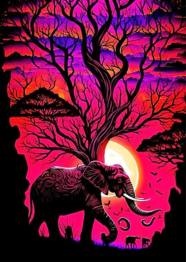 Elephant Tree Sunset