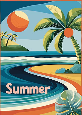 Summer Beach Retro Art