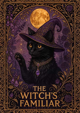 Witch Familiar Black Cat Fantasy Art
