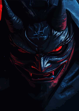 Demon Mask with Red Eyes