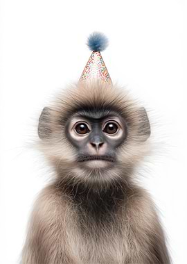 Langur Monkey with Party Hat