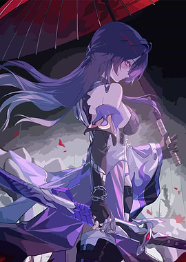 Anime Girl with Sword and Umbrella