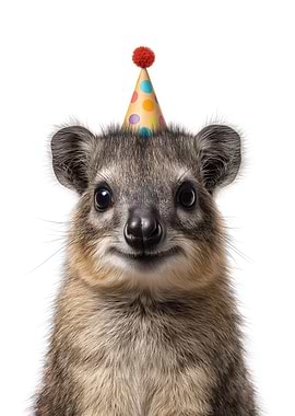Cute Tree Hyrax Wearing Party Hat