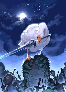 Goose with Sword on Stone