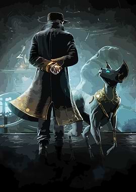 Man and Cat Digital Art