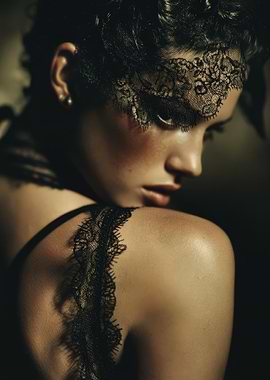 Woman with Lace Mask