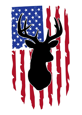 Deer Silhouette on American Flag