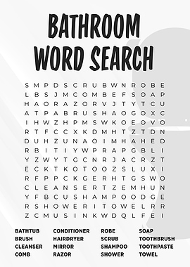 Bathroom Word Search Puzzle