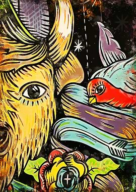 Eye, Bird, Arrow, and Rose Illustration