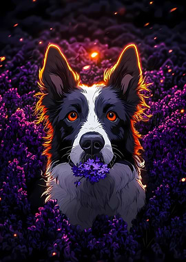 Dog in Lavender Field