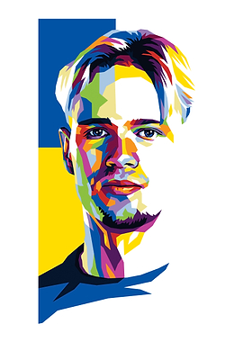 Colorful Portrait with Ukrainian Flag