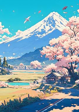 Mount Fuji and Cherry Blossoms