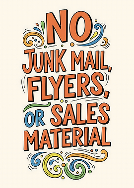 No Junk Mail Typography Art