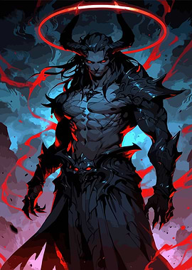 Dark Demon Warrior with Red Halo