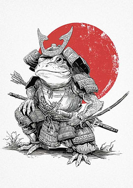 Frog Samurai Red Sun