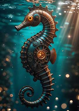 Steampunk Mechanical Seahorse