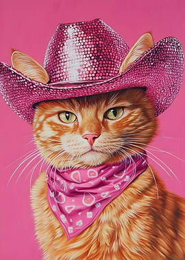 Cat in Cowboy Hat and Bandana