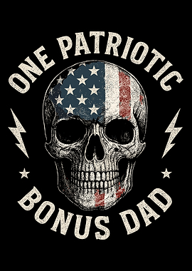 Patriotic Bonus Dad Skull Design