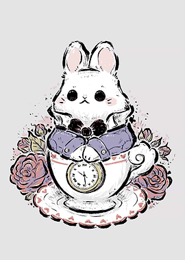 Cute White Rabbit Teacup
