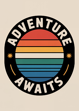Adventure Awaits Retro Circle Design