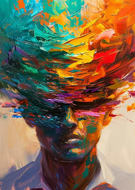 Abstract Portrait with Colorful Brushstrokes