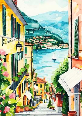 Lake Como Italian Street Scene