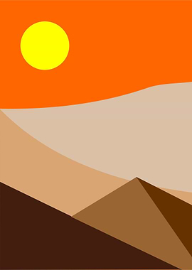 Minimalist Desert Landscape with Sun