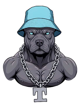 Gangster Pitbull with Bucket Hat