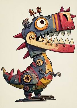 Steampunk Dinosaur Illustration
