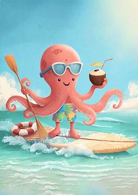 Octopus Surfing Coconut Drink