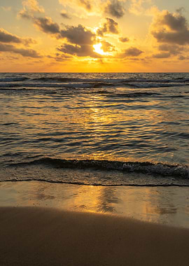 Golden Sunset Over the Ocean