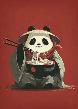 Panda Eating Noodles