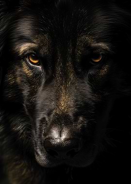 Dramatic Portrait of a Dark Dog