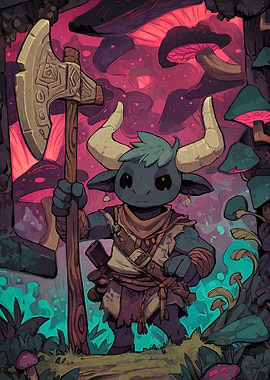 Minotaur Warrior in Mushroom Forest