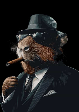 Capybara Gangster with Cigar