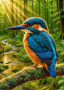 Kingfisher in the Enchanted Forest Stream