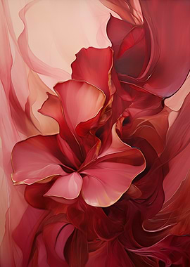 Abstract Red Floral art