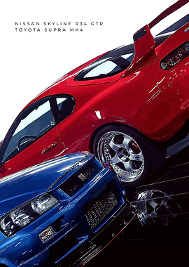 Nissan Skyline R34 GTR and Toyota Supra
