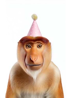 Proboscis Monkey with Party Hat
