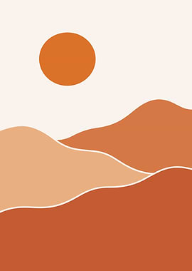 Minimalist Desert Landscape with Sun