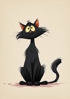 Cartoon Black Cat Illustration