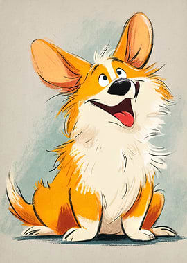 Cartoon Corgi Dog Illustration